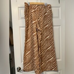 Target A New Day Wide Leg Linen Pants Size XL- Tan Zebra Print